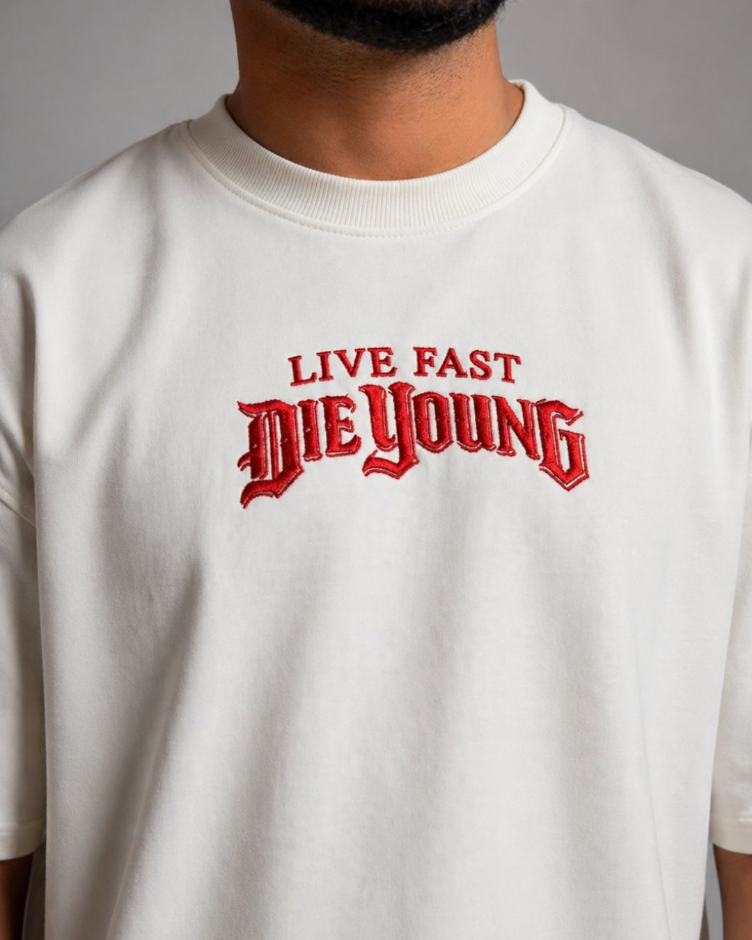 LIVE FAST- OFF WHITE T-SHIRT